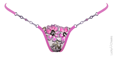 LUCKY CHEEKS Luxury V-String GARDEN OF LOVE pink - LC307GLPV