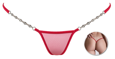 LUCKY CHEEKS Luxury Transparent V-String RED - LC284TRV