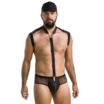 PASSION 038 Set Jock Slip, Gurt und Cap S-XXXL schwarz PM10009