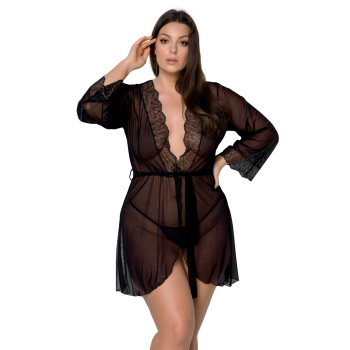 PASSION 4XL-7XL Peignoir / Kimono AMBERLEY schwarz