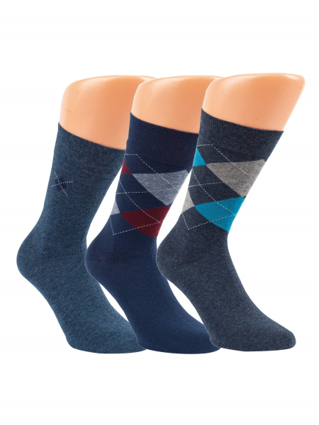 3 Paar RS. Harmony 32119 Socken blautöne Karo 2 Größen